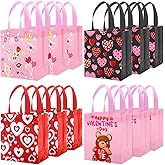 Tuzuaol 12Pcs Valentines Day Gift Bags with Handles Valentine's Tote Bags for Kids Valentine Party Favor, Gift Giving Goody Bags for Gift Wrapping