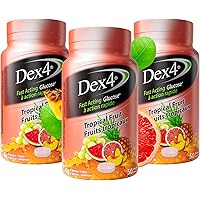 Dex4 Glucose Tablets, 50 Count Bottle, Tropical Fruit, Each Tablet Contains 4g of Carbs
