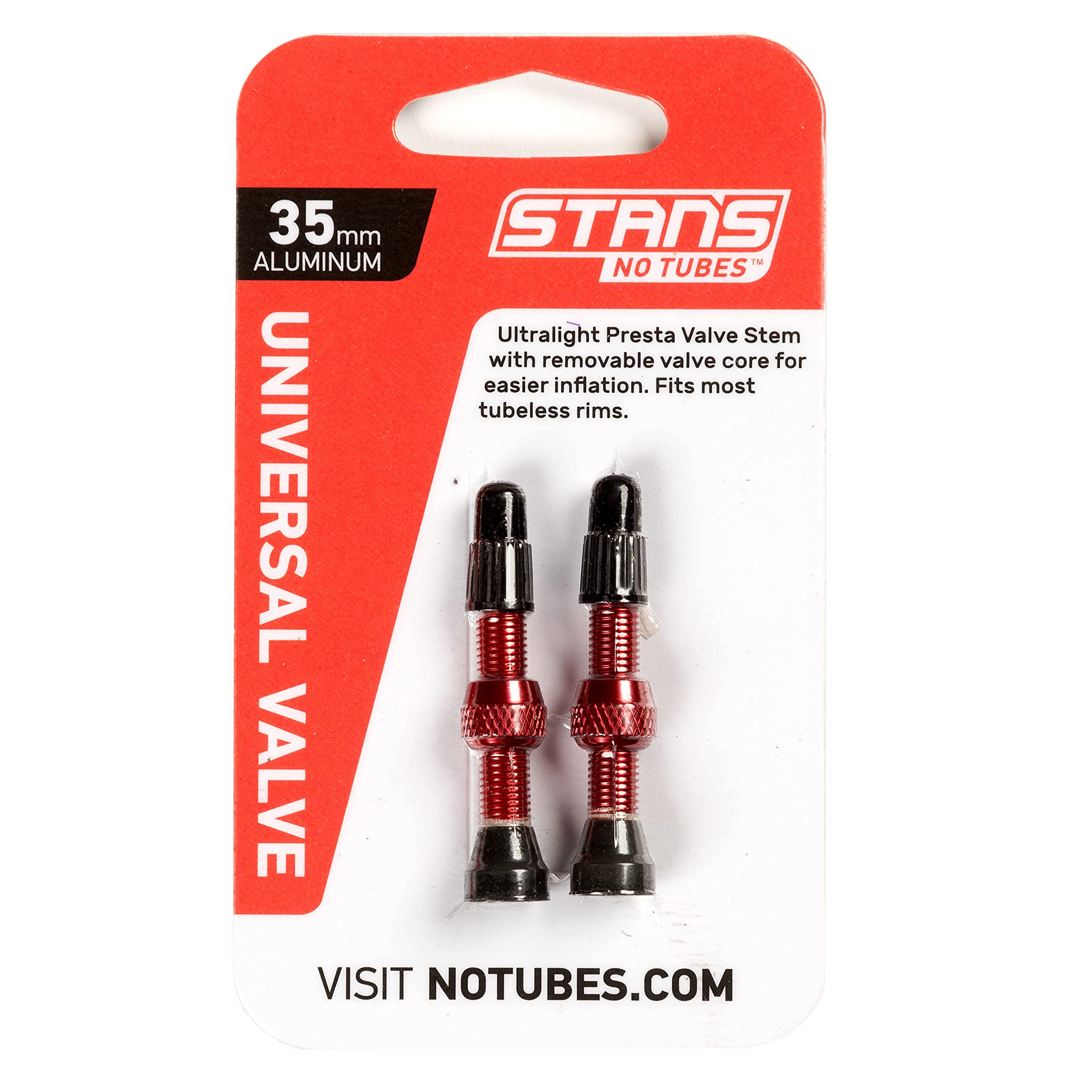 Stan's NoTubes Universal Presta Valve Stems - Aluminium - Red - 35mm - Pair โ image 1