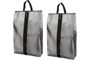 2PCS Pack All Travel Shoe Bag, Water-Resistant Shoe Pouch for Gym, Odor-Resistant Soccer Cleats Bag for Sport (Black face)