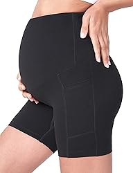 POSHDIVAH Women's Maternity Yoga Shorts Over The