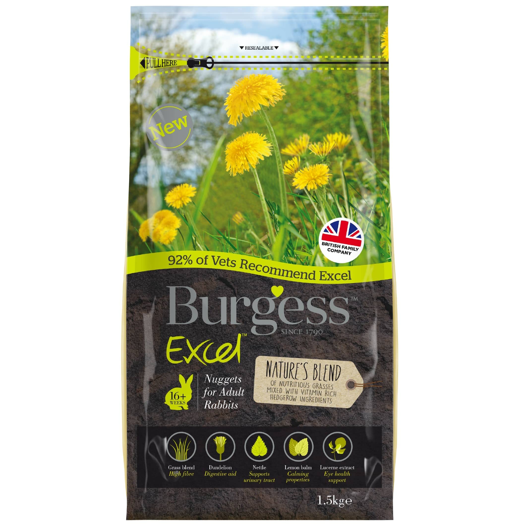 Excel Burgess Adult Rabbit Nuggets Nature’s Blend 4 X 1.5 kg
