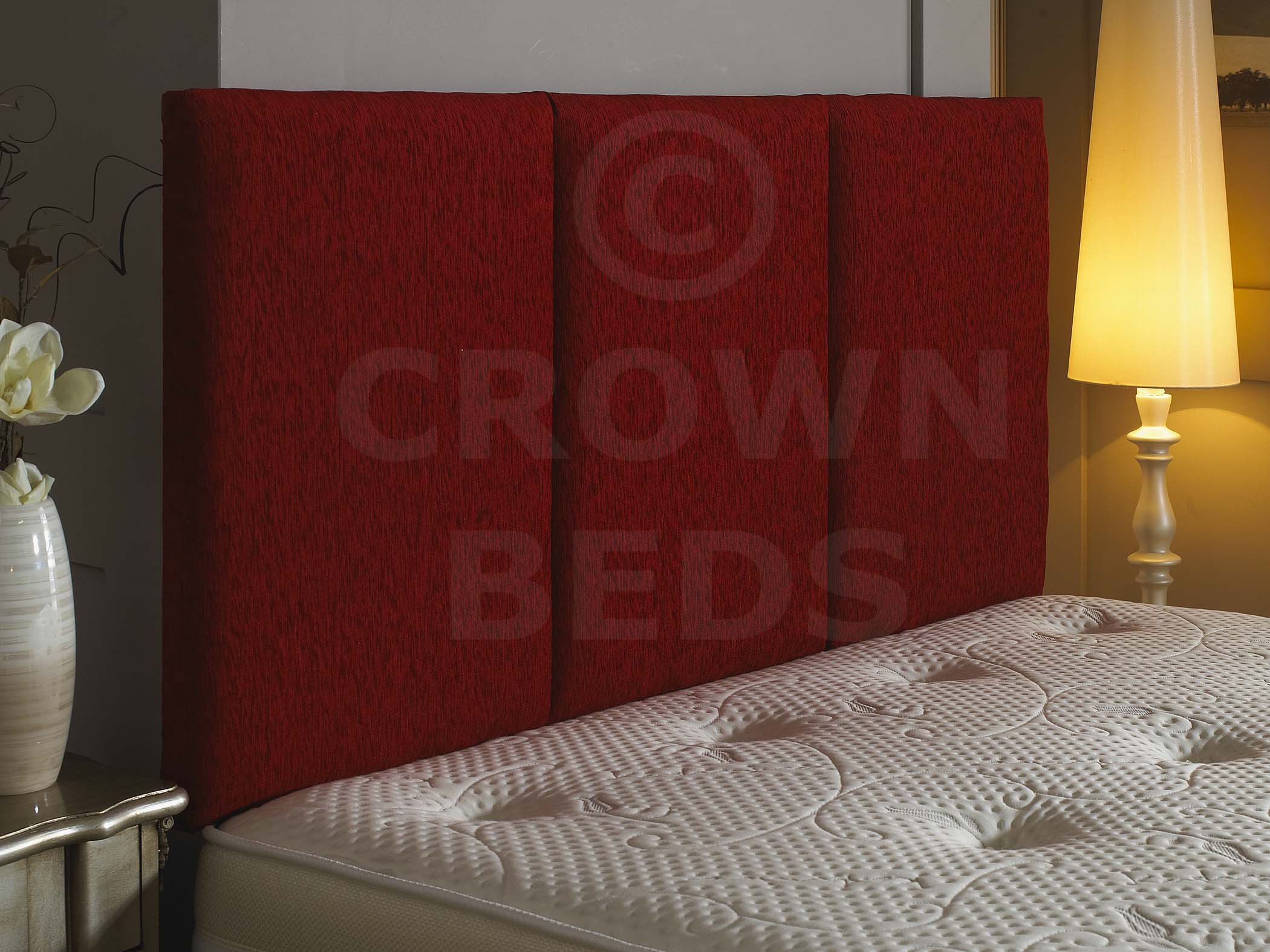 CROWNBEDSUK quality alton chenille headboard in 2ft6,3ft,4ft,4ft6,5ft,6ft Red, 5ft (kingsize) 26