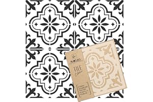 NAKLEO Valetta Tile Reusable Plastic Stencil - 10x10cm / 3.9” x 3.9” - Spanish Floral Moorish - Moroccan Geometric - Paver Block Concrete Floor Wall Painting Template Wood