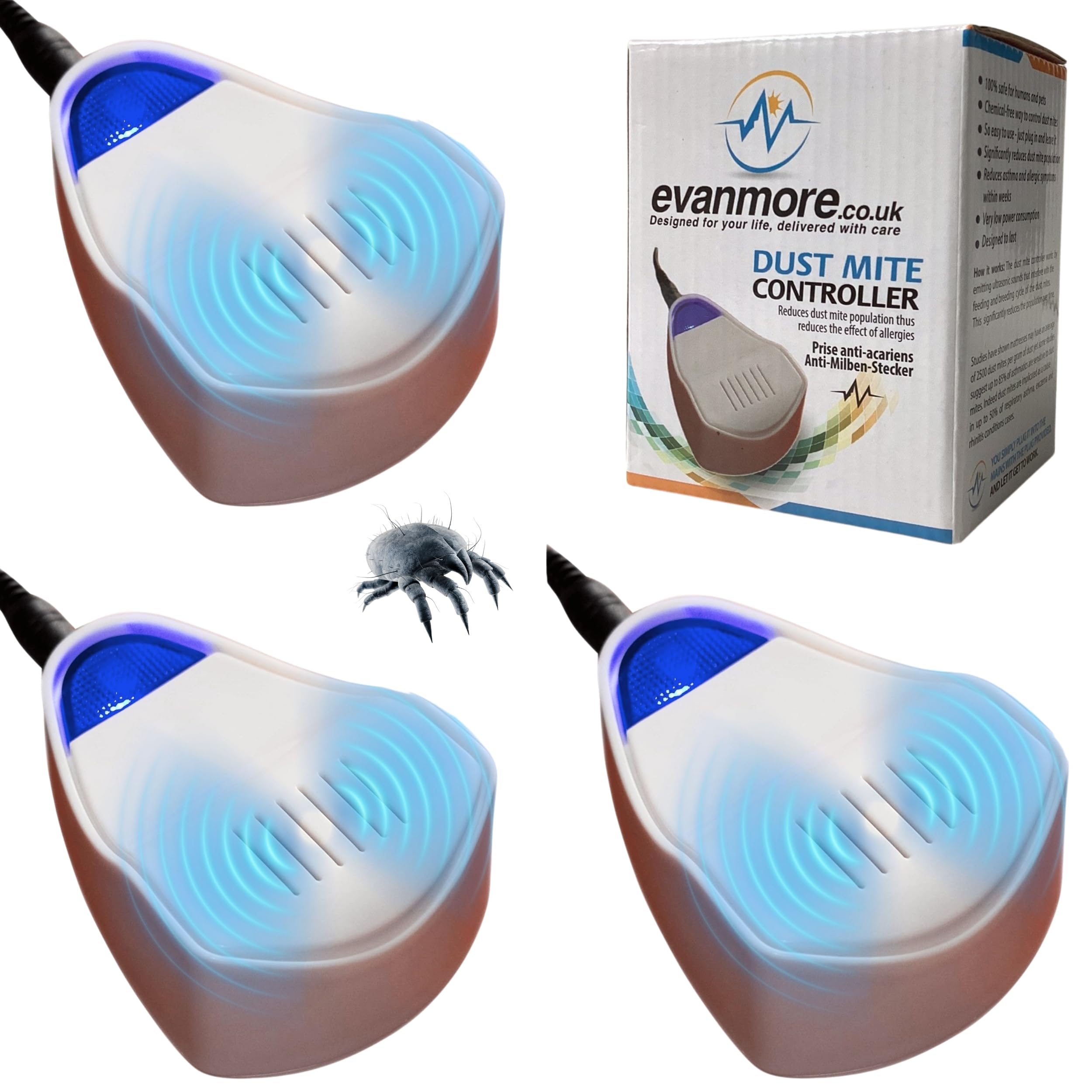 Dust Mite Controller Ultrasonic Repeller Repellent Plug in Dustmite Killer 100% Safe Non Toxic Chemical Free (3)