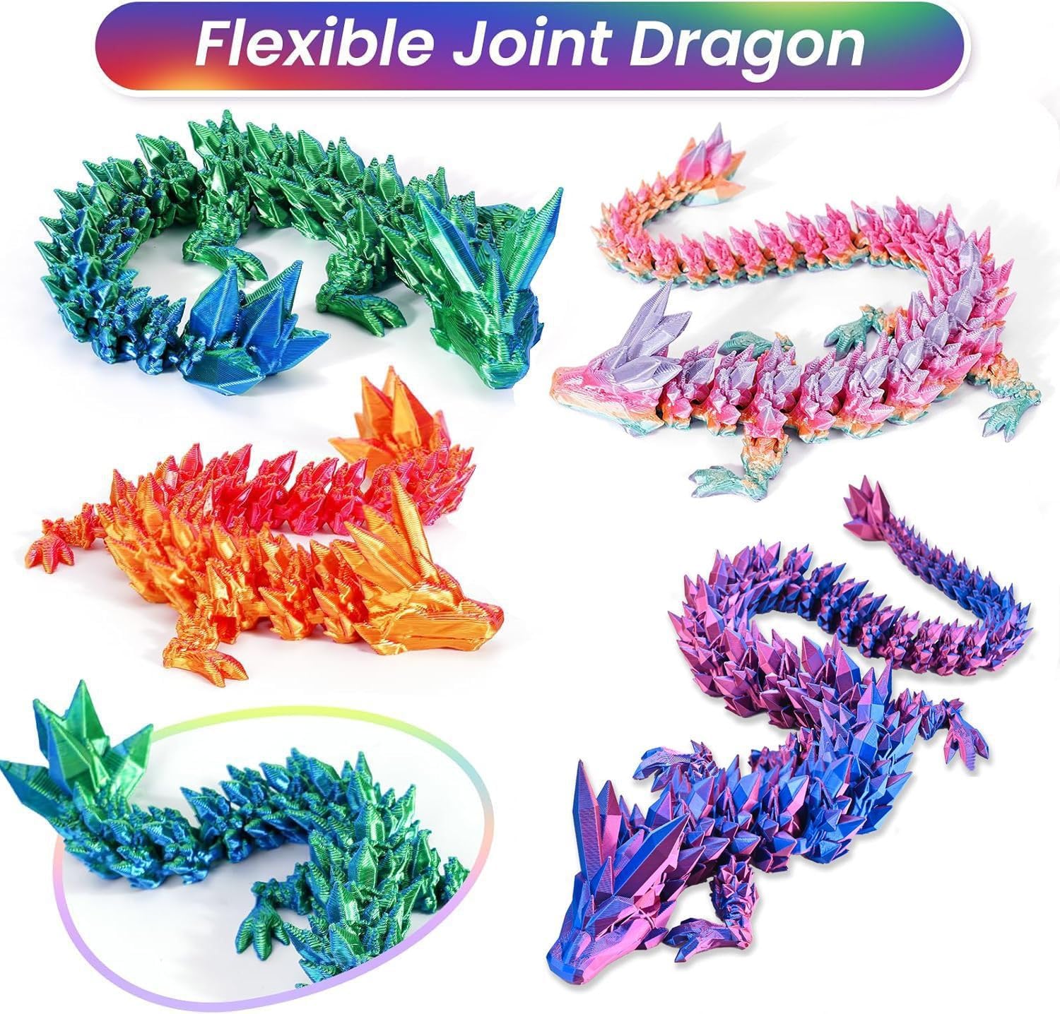 3D Printed Dragon Eggs with Dragon Inside – Fantasy Tabletop Decor, 3D Printing Toys for Kids & Adults – Unique Desktop Decoration & Collectible – Christmas Ornament & Stocking Stuffers (4 Pack)