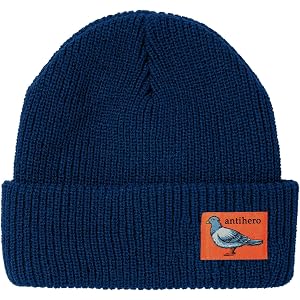 Anti-Hero Skateboards Beanie Lil Pigeon Label Cuff Navy/Orange