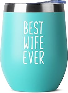 Best Wife Ever - Birthday Gifts for Women or Men - Stainless Steel Tumbler - 12 oz Mint Tumblers with Lid - Funny Anniversary Gift Ideas for Him, Her, Husband or Wife. Insulated Cups