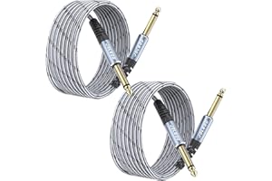 JOLGOO 1/4 Inch Guitar Instrument Cable 3 M 2-Pack, 1/4 inch TS Guitar Cable, Quarter inch Cable, for Electric Guitar, Bass, 
