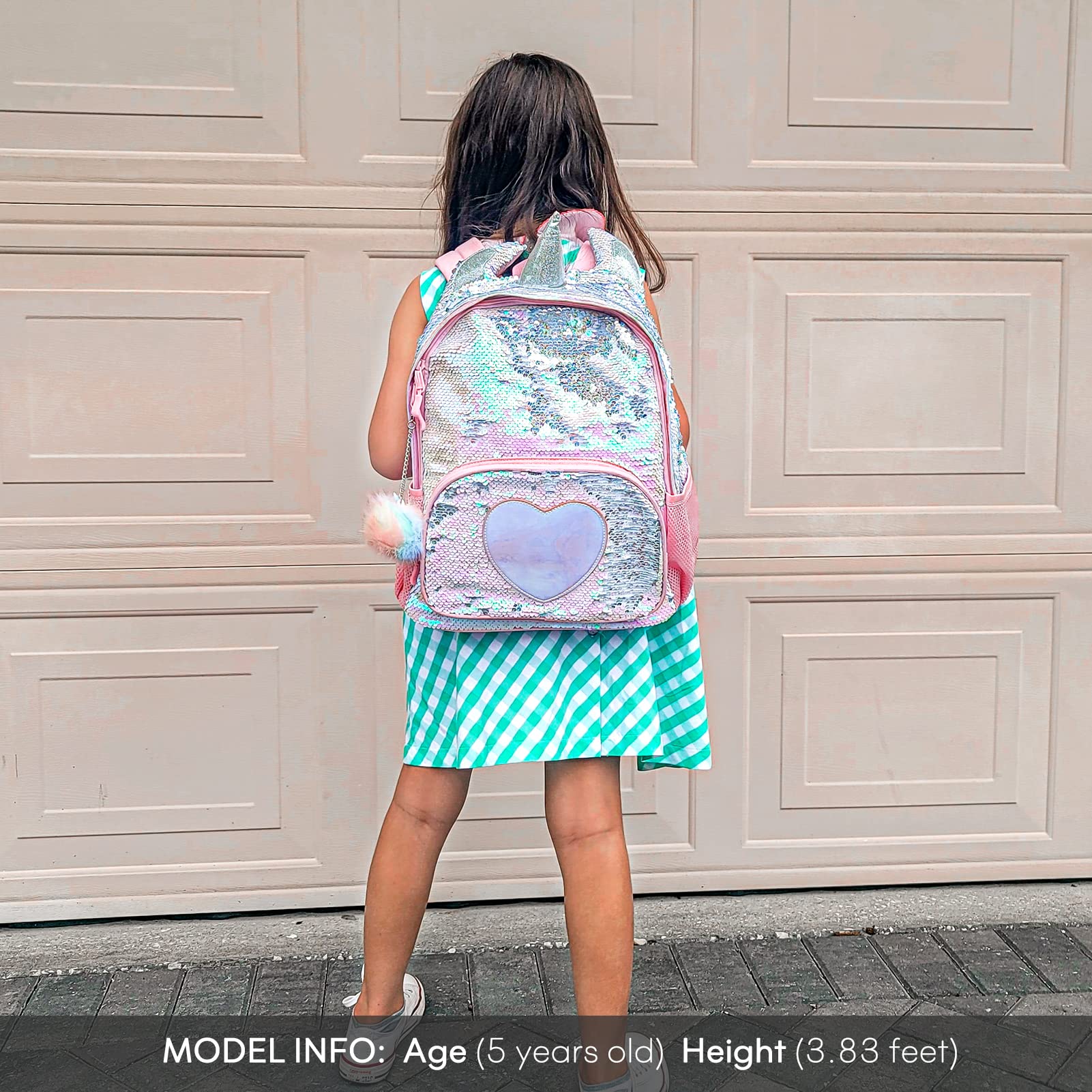 Girls Backpack for Kids, Unicorn Backpack for Girls, Glitter Rainbow Elementary School Backpack（Sequin Pink）