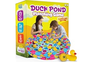 Gamie Duck Pond Matching Carnival Game for Kids, 36" x 6" Inflatable Pool & 20 Plastic Ducks with Numbers, Water Outdoor Game for Kids, Fun Memory Game for Backyard, Birthday Party Field Day Games