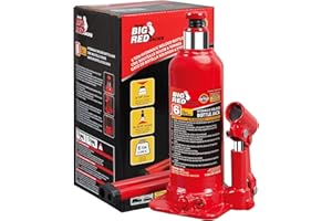 BIG RED T90603B Torin Hydraulic Welded Bottle Jack, 6 Ton (12,000 lb) Capacity, Red