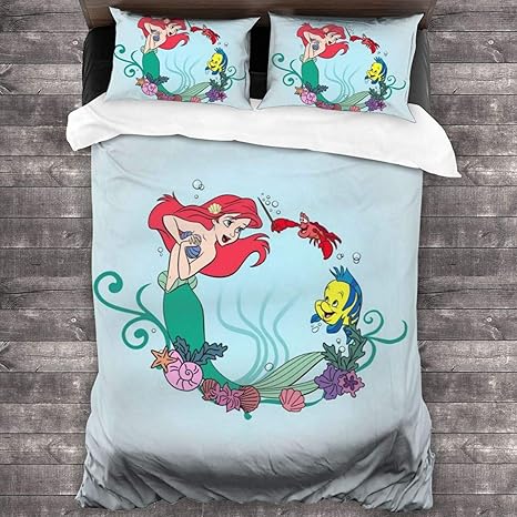 Amazon Co Jp 人気の リトルマーメイド アリエル 布団カバー 3点セット 肌ざわりが良い 通気性に富んで 毎日の快眠で元気に過ごしたい方に 洗い替え 速乾タ 抗菌 寝具用品 四季通用 177x218cm ホーム キッチン