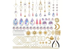 200pcs Suncatcher Making Kits for Adults Crystal Sun Catchers Crafts with Hooks Chains Pendants Rainbow Maker for Window Hang