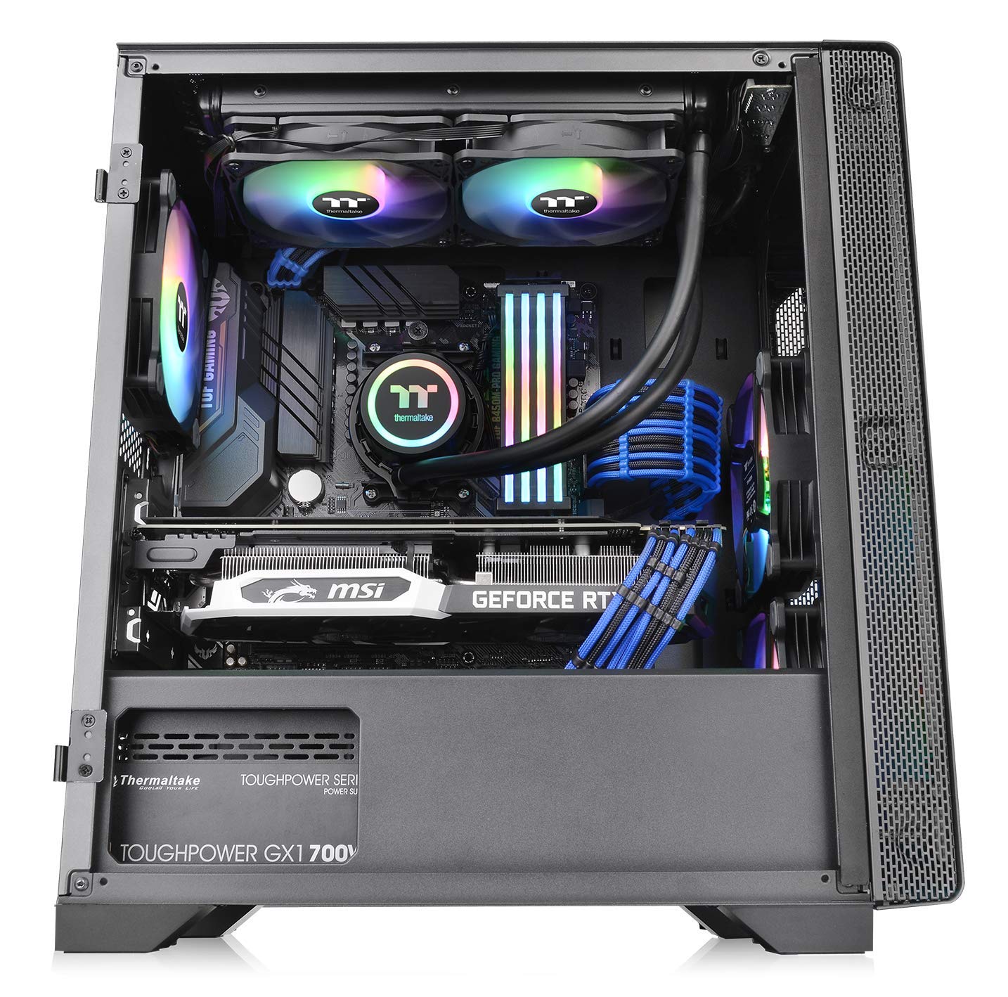 Thermaltake CA-1Q9-00S1WN-00 S100 Tempered Glass Black Edition Micro-ATX Mini-Tower Computer Case with 120mm Rear Fan Pre-Installed