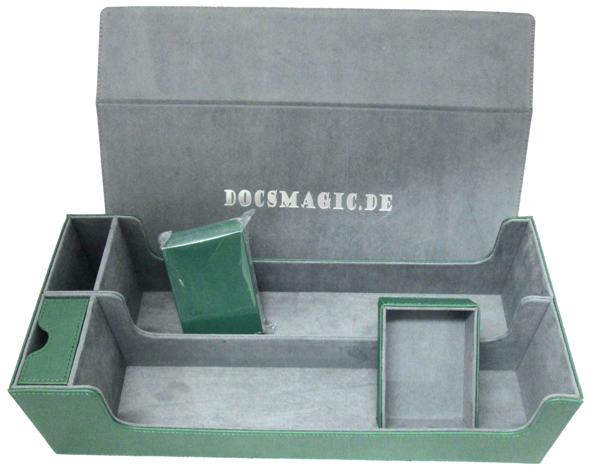 docsmagic.de Premium 2-Row Trading Card Storage Box Green + Trays & Divider - MTG PKM YGO