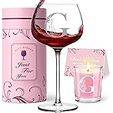 Personalized Gifts for Women - Customized Initial A-Z Wine Glass, Unique Birthday Gifts for Women, Christmas Basket Gift for Her, Mom, Wife, Sister, Friend, Nurse(G)