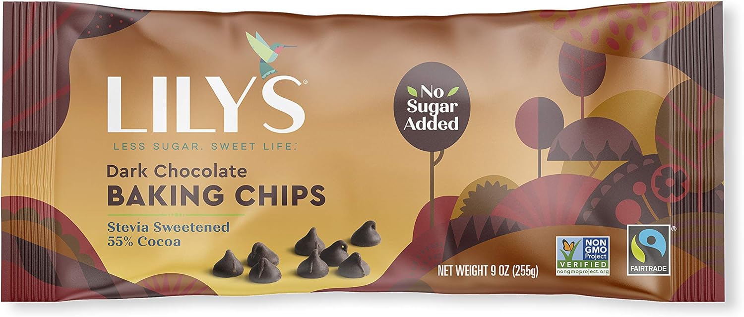 Lilly's Dark Chocolate Chips, Stevia, Vegan, 55 Cocoa, NonGmo, Sugar