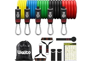 WALITO Resistance Bands Set - Exercise Bands with Handles, Door Anchor, Legs Ankle Straps, for Heavy Resistance Training, Physical Therapy, Muscle Training, Yoga, Home Workouts