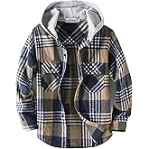Aimehonpe Boys Girls Casual Flannel Plaid Hoodies Fall Fashion Button Down Shirts Long Sleeve Cute Lightweight Jacket Coats