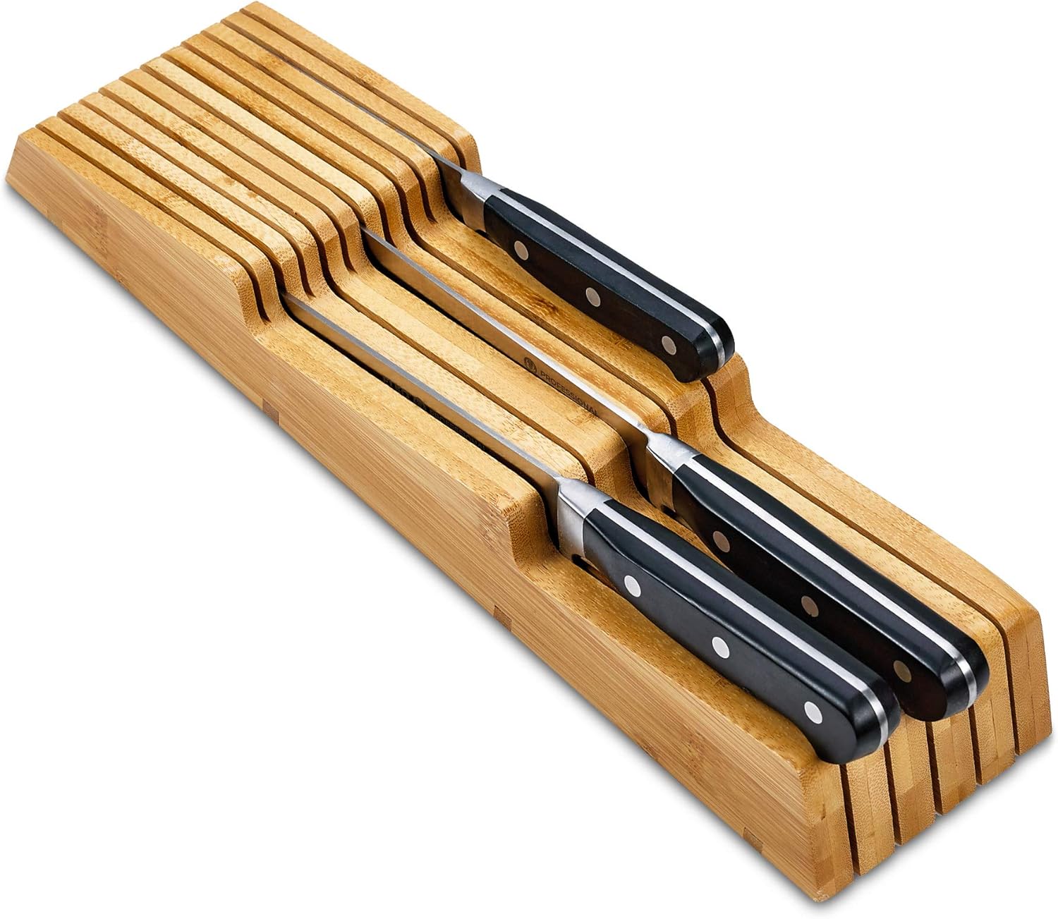 Amazon Com Bamboo In Drawer Knife Holder 6 Slots Knife Block