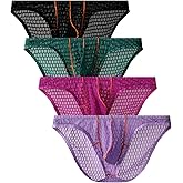 WINDAY Men's Briefs Lace Mesh Low Rise Bikini Briefs Soft Breathable Underwear