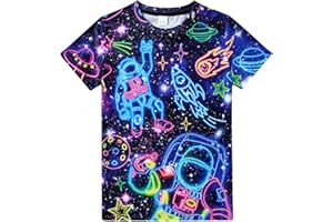 Kinberr Boys Girls 3D Printed T-Shirt Crewneck Short Sleeve Tees 6-14 Years