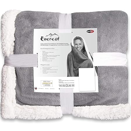 CelinaTex Everest, Kuscheldecke Silber grau, XXL 200 x 220 kuschel weiche Mikrofaser-Decke, Fleece Lammfell Optik, 5000998
