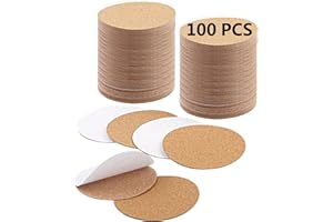 ANPUIMULT 100 PCS self Adhesive Cork for Coasters Bulk,4"x 4" Coaster Bottoms self Adhesive,Round Coaster Backing with self Adhesive,DIY Crafts Thin Drinks Cork Coasters