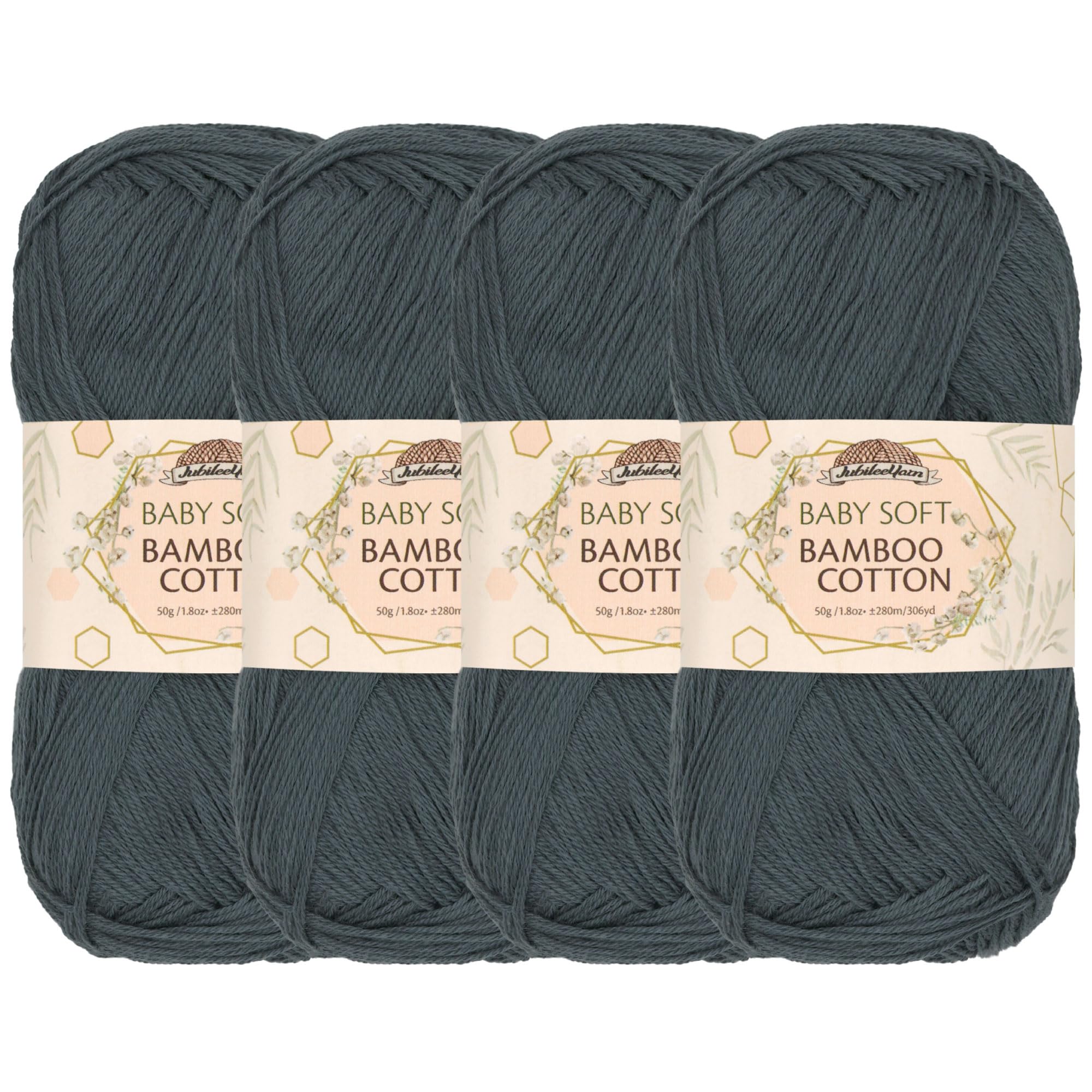 JubileeYarn Baby Soft Bamboo Cotton Yarn - 50g/Skein - Sea Grey - 4 Skeins โ image 1