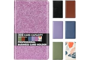 DMFLY Leather Professional Business Card Holder Organizer Book - 300 Card Capacity Premium PU Folder with Soft Cover, Name Ca