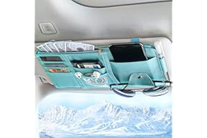Keedolla Blue Car Sun Visor Organizer, Auto Car Sun Visor Gift Card Holder Storage Organizer Travel Document Holder with Zipper Pocket for Sedan, Trucks, SUV