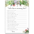 Succulents Baby Shower Game – Who Knows Mommy Best, Pack Of 25 Gender Neutral Game Cards