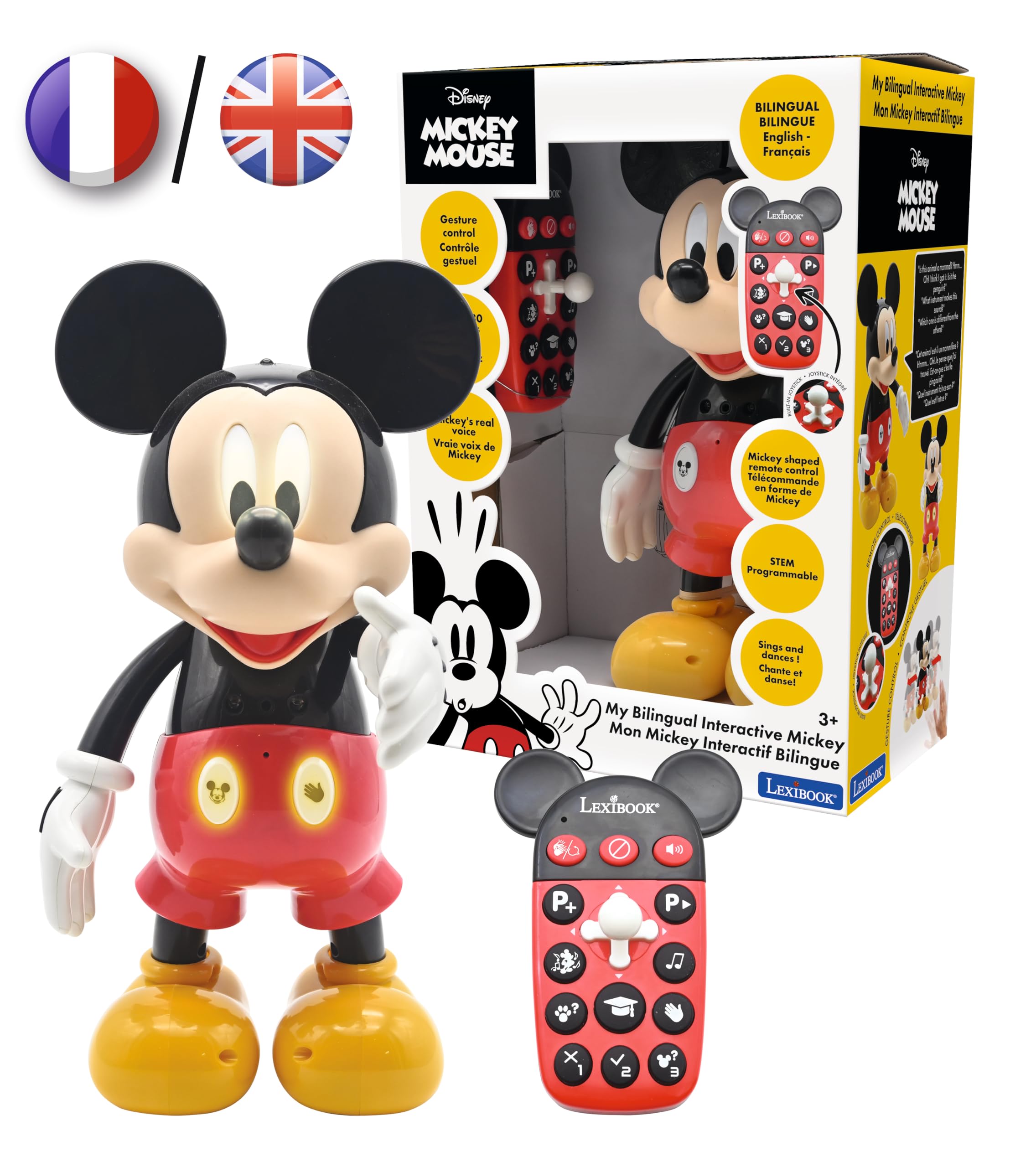 LEXIBOOK - Disney - Bilingual Mickey Robot - English/French, 100 educational quizzes, light effects, dance, programmable, articulated, Black/red - MCH01i1 — image 1