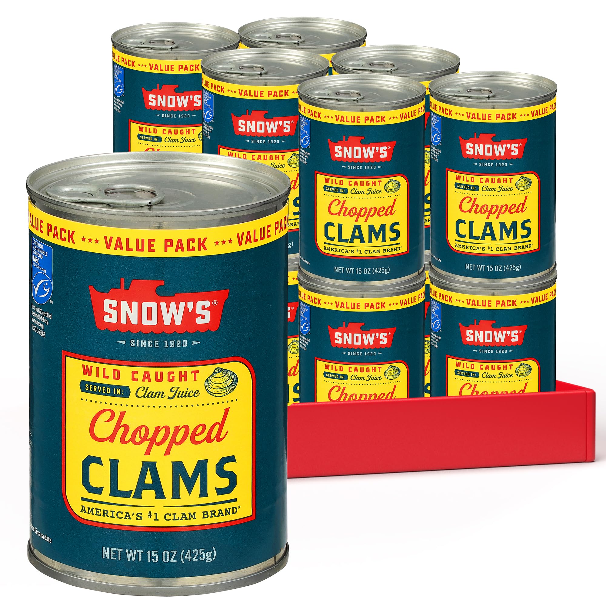 Snow's Wild Caught Chopped Clams Canned, 15 oz Can (Pack of 12) - Served in Clam Juice - 4g Protein Per Serving - Gluten Free, Keto Friendly, 99% Fat Free Image