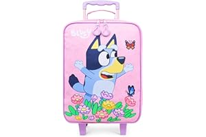 Bluey Kids Suitcase with Wheels Carry On Luggage for Boys Girls Foldable Travel Bag Small Rolling Cabin Case with Handle Lightweight Gifts for Kids S (L18inch x W11.8inch - 15L, Pink)