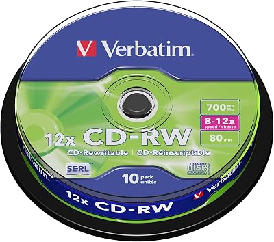 Verbatim 43480 12x CD-RW - 10 Pack Spindle 700MB 80 Min