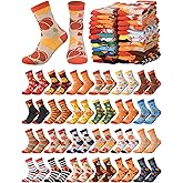 Shinymoon 24 Pairs Funny Thanksgiving Socks Bulk Fancy Novelty Turkey Pumpkin Maple Socks for Women Men Girls Holiday Gifts