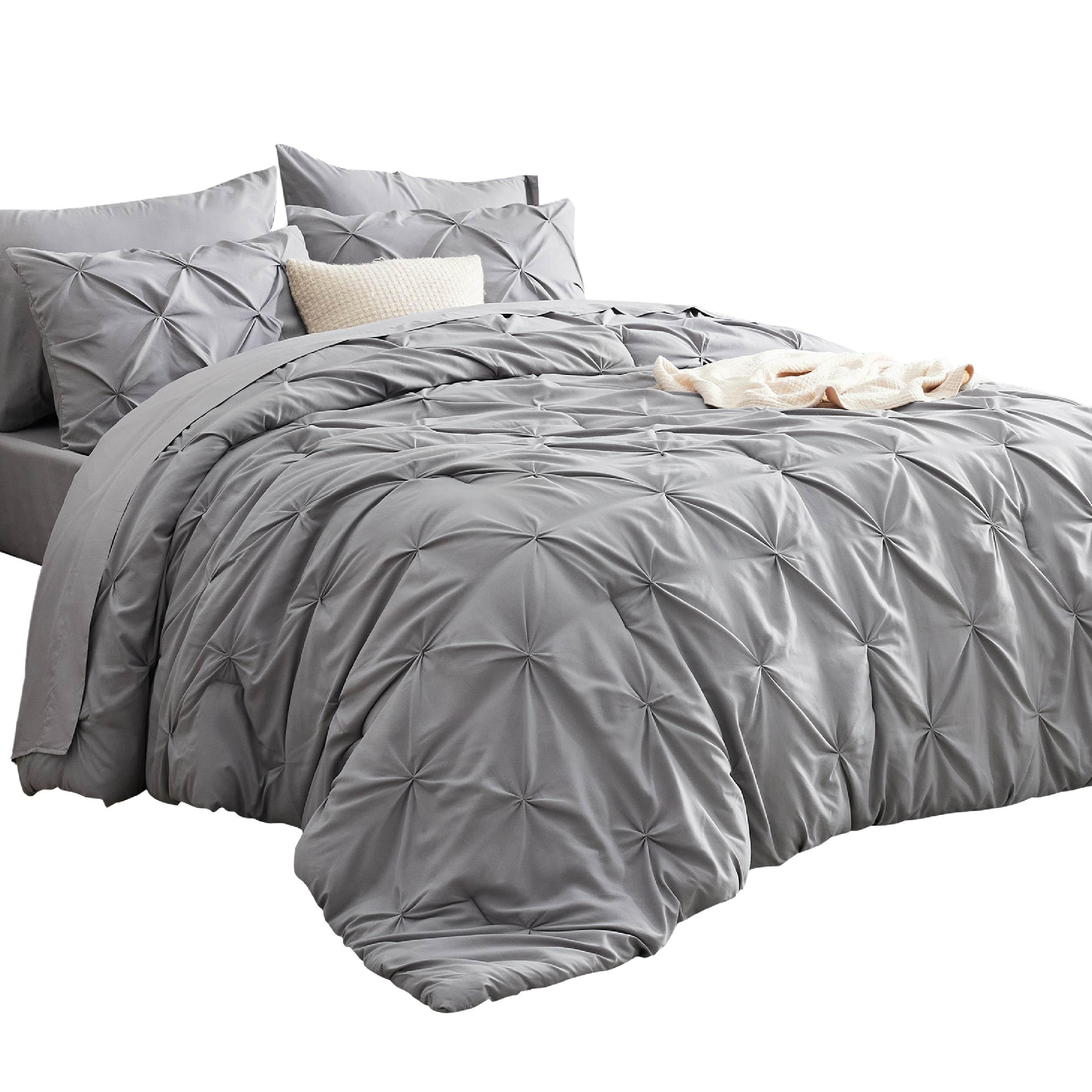 Bedsure Queen Comforter Set Grey - Bed in a Bag Queen Size 7 Pieces ...