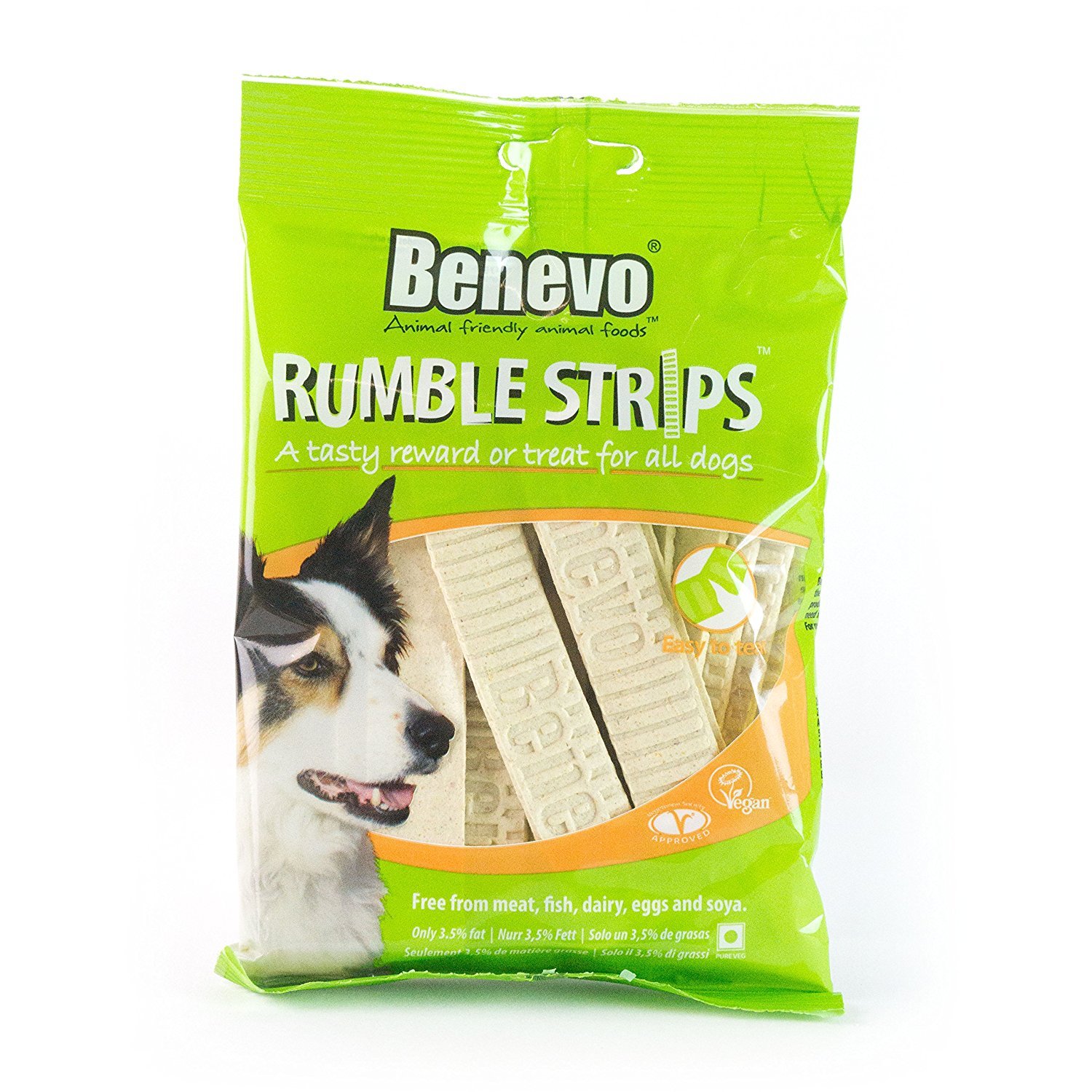 Benevo Vegetarian Rumble Strip Dog Treats 180g (approximately 20 strips per pack)
