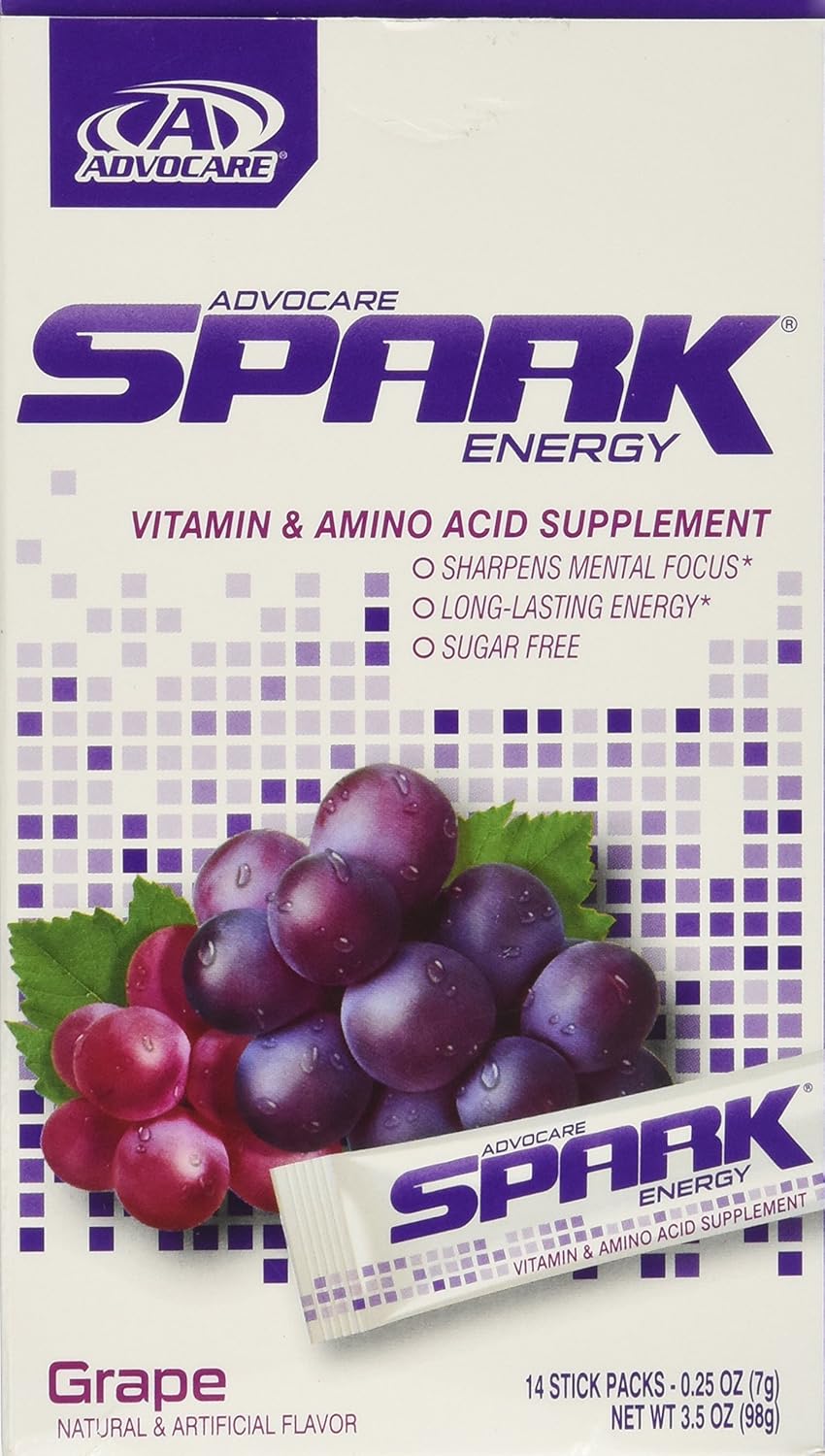 Advocare Spark Energy Drink 14 single serve pouches Grape 3.5oz Health