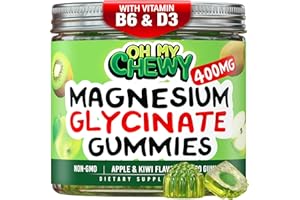 OH MY CHEWY Center-Filled Magnesium Glycinate Gummies 400MG - High Absorption for Kids, Teens & Adults - Supplement for Sleep, Calm & Muscle Relaxation with B6 & D3 - Gluten Free & Vegan Friendly - 60 Count