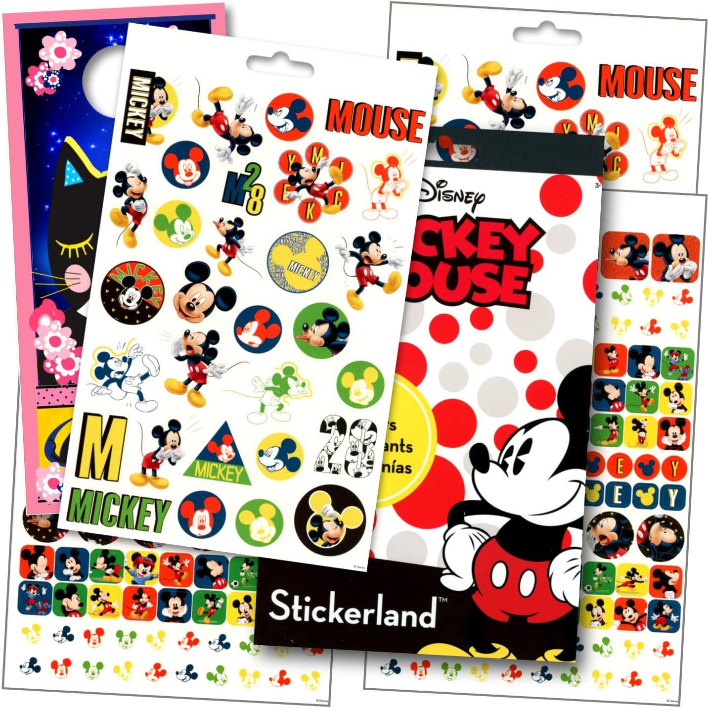 Disney Mickey Mouse Stickers with Specialty Cartoon Kitten Door Hanger - 295 Mickey Reward Stickers