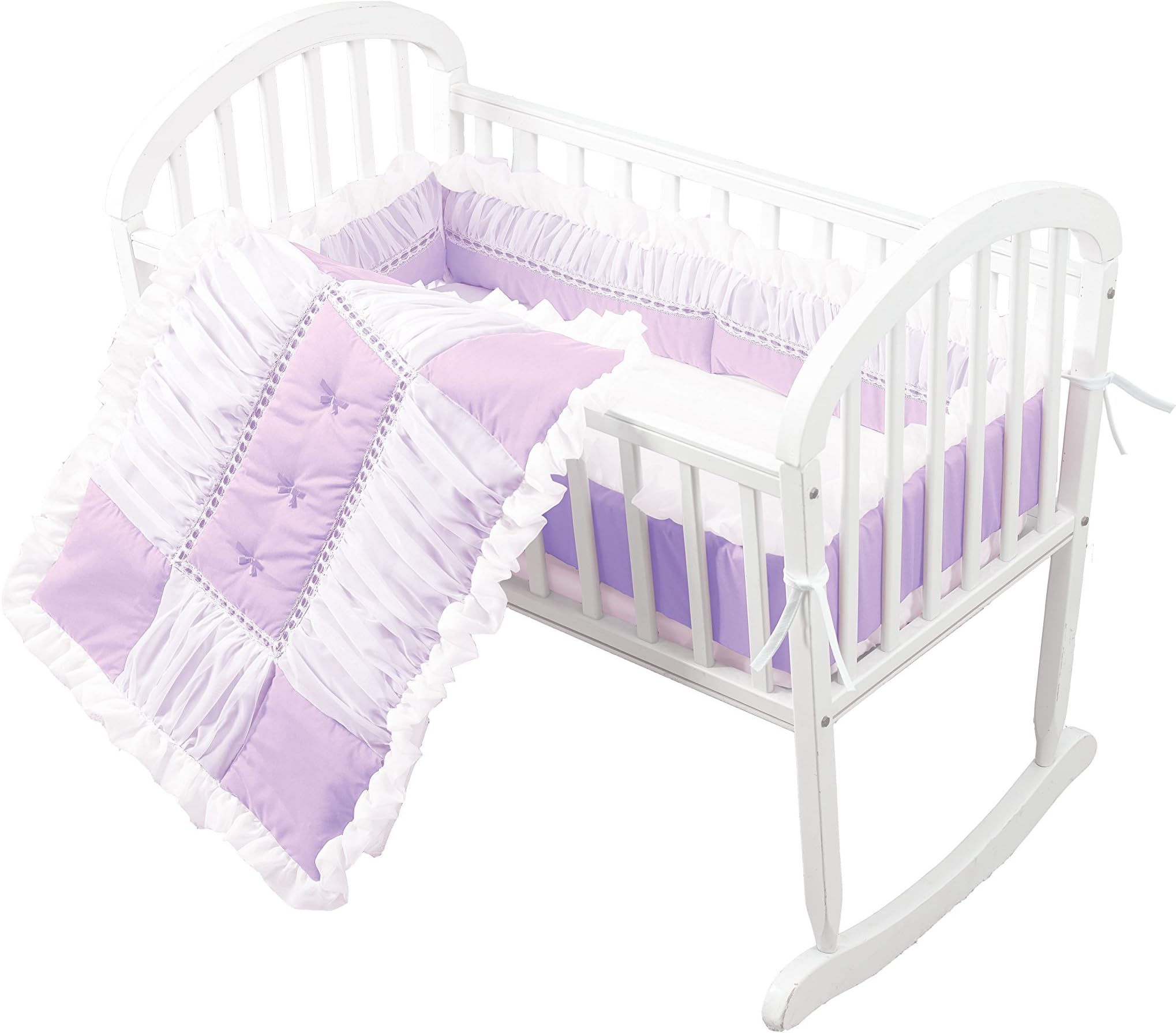 Baby Doll Sweet Touch Baby 3 Piece Cradle Bedding Set, Lavender