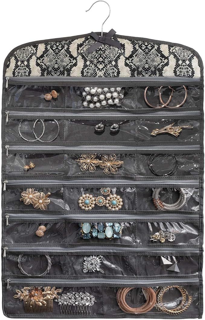 Once Upon a Rose Hanging Jewelry Organizer with Zippers