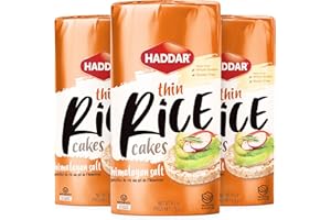 Haddar Wholegrain Thin Rice Cakes with Himalayan Sea Salt, 4.2oz (3 Pack) | Gluten Free | Made With Whole Grain Brown Rice | Vegan | Non GMO | Low Calorie | Zero Sugar | Kosher