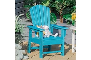 Giantex Adirondack Chair, Kids HDPE Patio Lawn Chair with Ergonomic Backrest for Deck, Porch, Backyard, Poolside, Indoor, Weather Resistance Toddler Outdoor Chair (1, Turquoise)