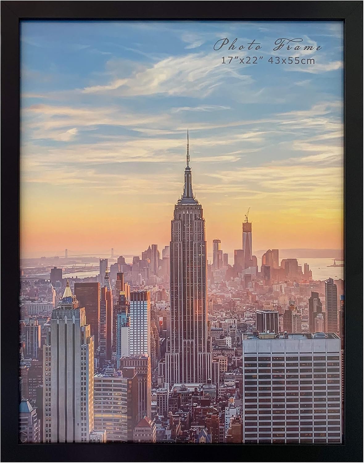 Photo Albums, Frames & Accessories - Frame Amo 17x22 Black Modern Picture or Poster Frame, 1 inch Wide Border, Smooth Wrap Finish, Acrylic Front