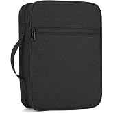 GERMUN Bible Cover with Durable Handle, Carrying Book Case Church Bag Bible, Protective with Zippered Pocket, Bible Study Accessories Supplies, Book Protector for Book Lovers, Black