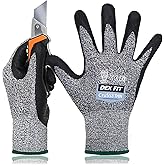 DEX FIT Level 5 Extreme Cut Resistant Gloves Cru553 Thin, Non-Slip Power Grip, Professional Grade 3D Comfort Fit, Thin & Lightweight, Breathable, Touchscreen Compatible, Itch-Free; Grey M (8)